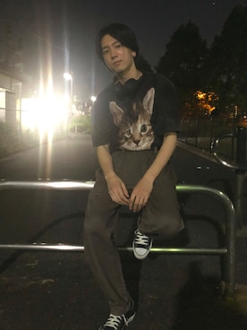 「CONVERSE（コンバース）のCONVERSE コンバース オール スター オックス / ALL STAR OX(BLACK) 32160321（スニーカー）」を使った、しおんさん（メンズ・179cm・20代）の夏コーディネート