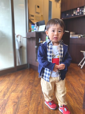 「SNOOPY（スヌーピー）のアイテム（トップス）」を使った、Ｒさん（キッズ・90cm）の秋コーディネート