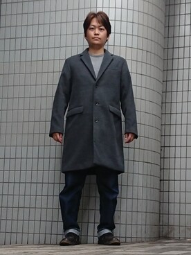 チェスターコート グレー系 を使ったメンズ人気ファッションコーディネート Wear