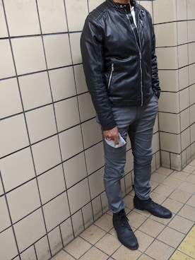 「H&M（エイチ・アンド・エム）のアイテム（ライダースジャケット）」を使った、Shiさん（レディース・164cm）の秋コーディネート