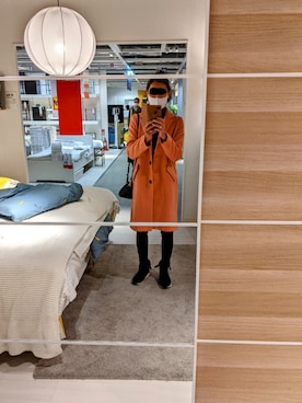 「アイテム（チェスターコート、オレンジ系）」を使った、Shiさん（レディース・164cm）の秋コーディネート