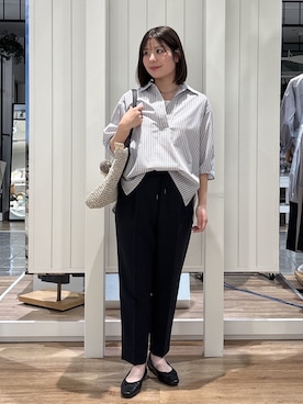 「Dessin（デッサン）の【洗える】スキッパーシャツブラウス（シャツ/ブラウス、イエロー系）」を使った、hinakoさん（レディース）の春コーディネート