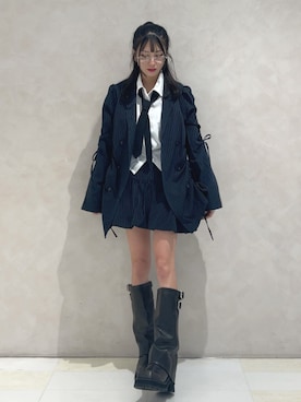 「アイテム（メガネ）」を使った、MOMOKAさん（レディース・160cm）の夏コーディネート