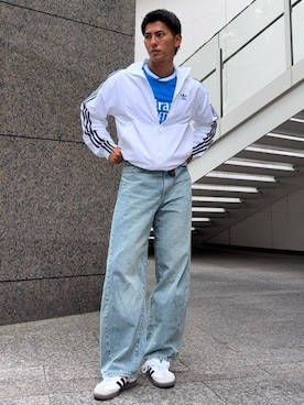 「アイテム（ナイロンジャケット）」を使った、K）さん（メンズ・176cm）の夏コーディネート