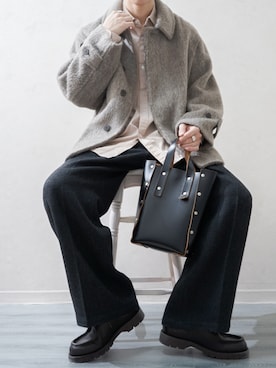 「アイテム（モカシン/デッキシューズ）」を使った、Takiさん（メンズ・169cm）の冬コーディネート