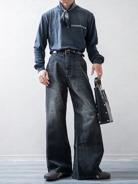 「アイテム（バンダナ/スカーフ）」を使った、Takiさん（メンズ・169cm）の秋コーディネート