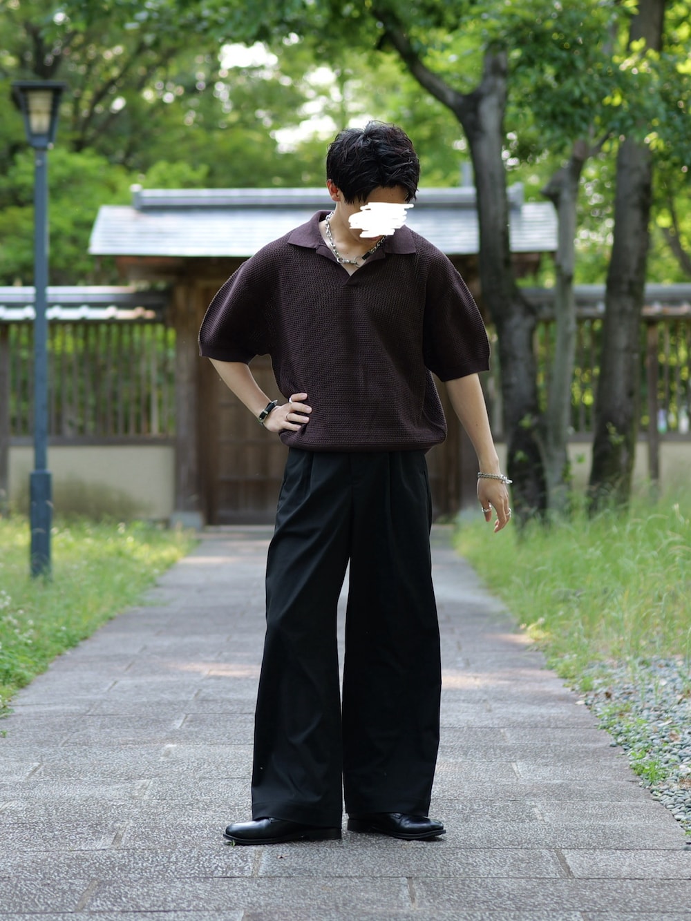 Takiさんの「【SLICK/スリック】High Twist Mesh Skipper Polo Shirt / 強撚糸 メッシュ スキッパーポロシャツ /オーバーサイズ シルエット（SLICK）」を使ったコーディネートの1枚目の写真