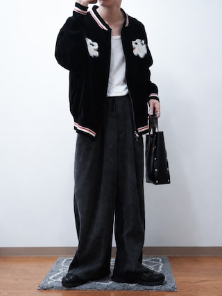 「DAIRIKU(ダイリク)のNeedle Punch Reversible Ska Knit(スカジャン)」を使った、Takiさん(メンズ・169cm)の秋コーディネート