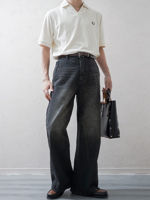 CURVED FLARE DENIM SLACKS