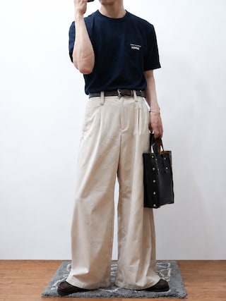 「COMME des GARCONS HOMME(コム デ ギャルソン・オム)のCOTTON PLAIN LOGO T-SHIRTS(Tシャツ/カットソー)」を使った、Takiさん(メンズ・169cm)の夏コーディネート