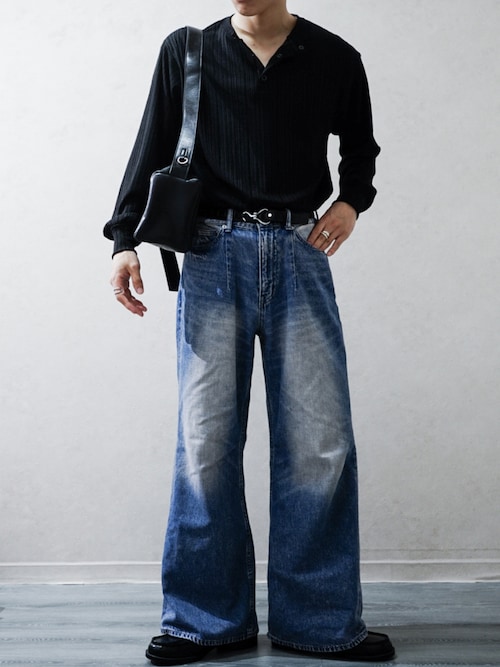 「CIYOT（シヨウト）の【CIYOT-シヨウト-】テレコリブ ニットライク ヘンリーネック 長袖 Tシャツ（Tシャツ/カットソー）」を使った、Takiさん（メンズ・169cm）の春コーディネート