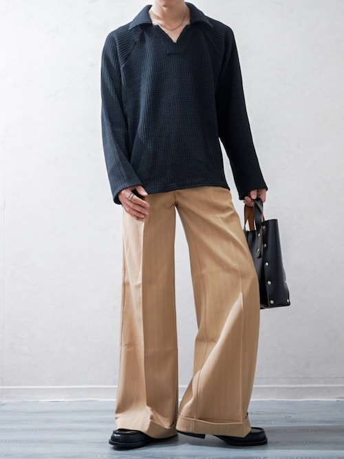 別注 Big Waffle V-Neck Shirt（ポロシャツ）｜MATSUFUJI（マツフジ