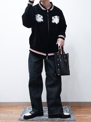 「DAIRIKU(ダイリク)のNeedle Punch Reversible Ska Knit(スカジャン)」を使った、Takiさん(メンズ・169cm)の秋コーディネート