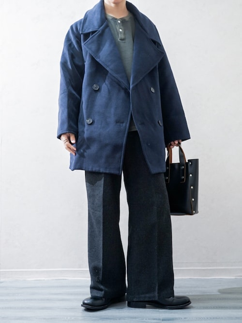 KANEMASA PHIL.】18G Garment Dye Waffle Henry Neck（Tシャツ