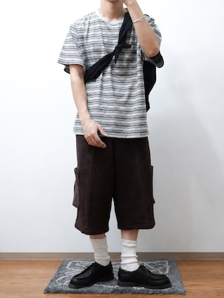 「MATSUFUJI(マツフジ)の【MATSUFUJI】 Stripe Jacquard Detachable Trousers(その他パンツ)」を使った、Takiさん(メンズ・169cm)の夏コーディネート
