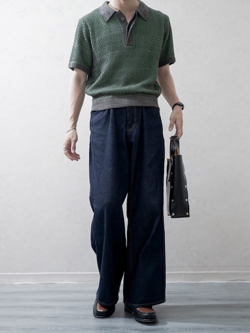 Multi Color Jacquard Knit Polo / マルチカラージャガードニットポロ