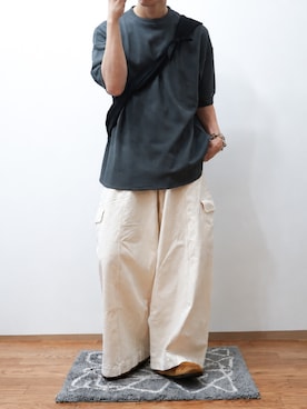 「DAIWA PIER39（ダイワピア39）のDAIWA PIER39 TECH THERMAL CREW S/S ダイワピア サーマル ワッフル（Tシャツ/カットソー、グレー系）」を使った、Takiさん（メンズ・169cm）の夏コーディネート