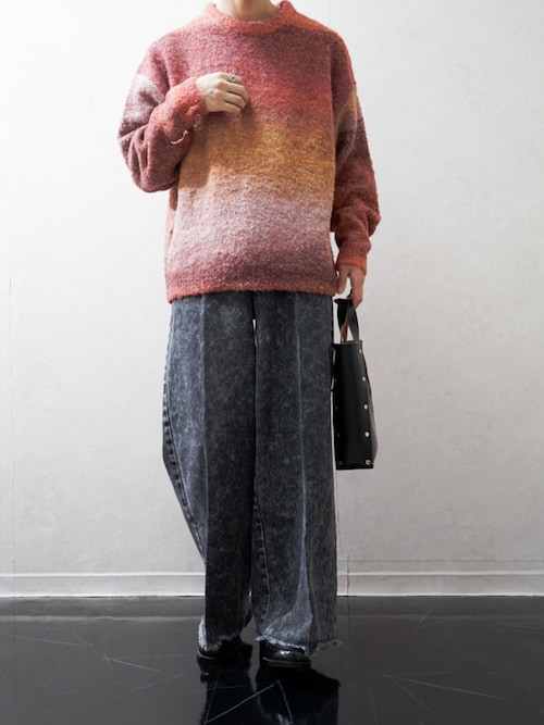 SERACE】Loose silhouette vintage cut off wide denim pants