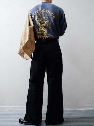 「RAGEBLUE（レイジブルー）の12ozデニム/バギーワイドフレアパンツ【セットアップ対応】（デニムパンツ）」を使った、Takiさん（メンズ・169cm）の春コーディネート