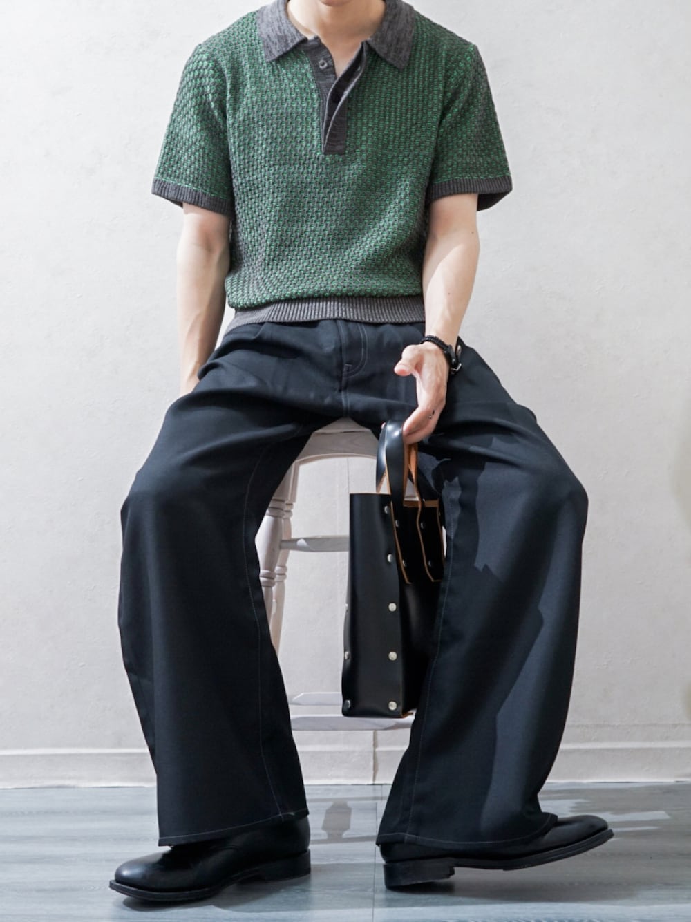 MULTI COLLAR JACQUARD KNIT POLO/マルチカラージャガード