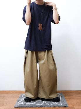 「markaware（マーカウェア）の【markaware/marka】ラミー天竺 / クルーネックTEE / CREW NECK TEE（Tシャツ/カットソー、パープル系）」を使った、Takiさん（メンズ・169cm）の夏コーディネート