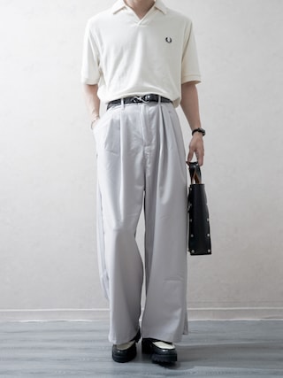 「FRED PERRY（フレッドペリー）のFRED PERRY Open collar towelling polo（ポロシャツ）」を使った、Takiさん（メンズ・169cm）の夏コーディネート
