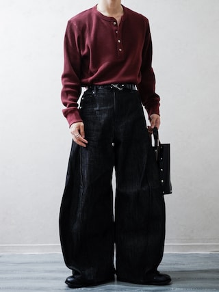 「RAGEBLUE(レイジブルー)の3D Curve Seam Denim Barrel Pants/カーブシームバレルデニムパンツ(デニムパンツ)」を使った、Takiさん(メンズ・169cm)の春コーディネート