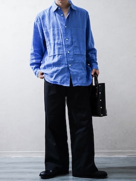 「STILL BY HAND（スティルバイハンド）の【STILL BY HAND】Garment-dye over shirt（シャツ/ブラウス、ブルー系）」を使った、Takiさん（メンズ・169cm）の夏コーディネート