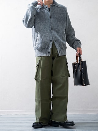 「BAYCREW'S DEPO（ベイクルーズデポ）のDAIRIKU / ダイリク Vintage Dyed Knit Jacket（カーディガン/ボレロ）」を使った、Takiさん（メンズ・169cm）の秋コーディネート