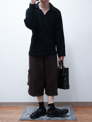 「MATSUFUJI(マツフジ)の【MATSUFUJI】 Stripe Jacquard Detachable Trousers(その他パンツ)」を使った、Takiさん(メンズ・169cm)の秋コーディネート