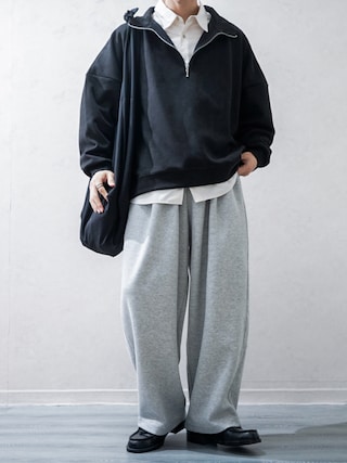 「CIYOT（シヨウト）の【CIYOT-シヨウト-】オーバーサイズ スタンドネック ハーフジッププルオーバー（スウェット）」を使った、Takiさん（メンズ・169cm）の秋コーディネート