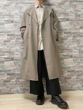 「WYM LIDNM（ウィム バイ リドム）のアイテム（トレンチコート）」を使った、Takiさん（メンズ・169cm）の秋コーディネート