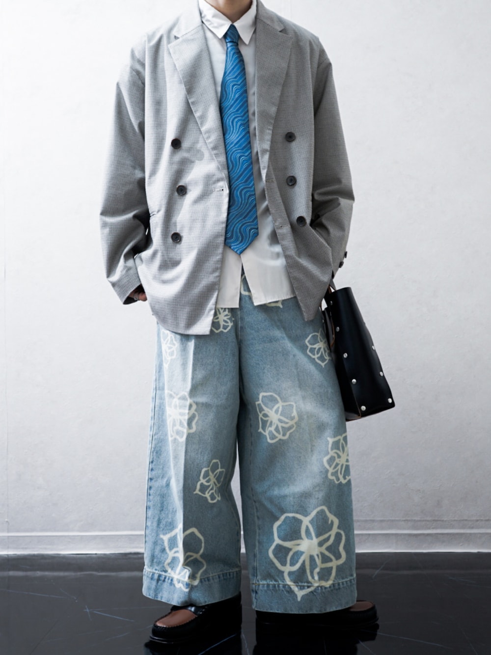 soerte × camphor wood フラワーペイントワイドバギーデニム soerte × camphor wood / FLOWER PAINT WIDE BUGGY DENIM