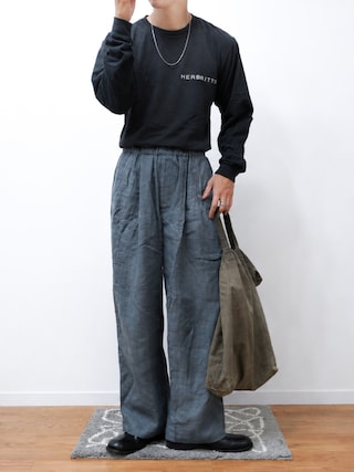 「marka(マーカ)の【marka/マーカ】別注 LINEN TROPICAL WIDE LEG EASY PANTS(スラックス)」を使った、Takiさん(メンズ・169cm)の秋コーディネート