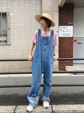 「I am I in fact...（アイアムアイインファクト）のアイテム（サロペット/オーバーオール）」を使った、たけむさん（レディース・158cm）の夏コーディネート