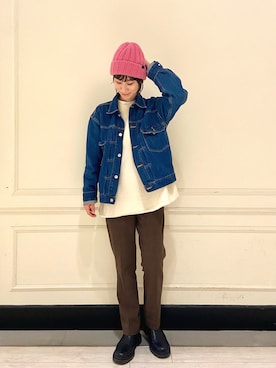 「BEAUTY&YOUTH UNITED ARROWS（ビューティーアンドユースユナイテッドアローズ）のアイテム（デニムジャケット）」を使った、たけむさん（レディース・158cm）の冬コーディネート