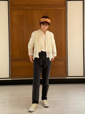 「アイテム（カチューシャ）」を使った、たけむさん（レディース・158cm）の春コーディネート