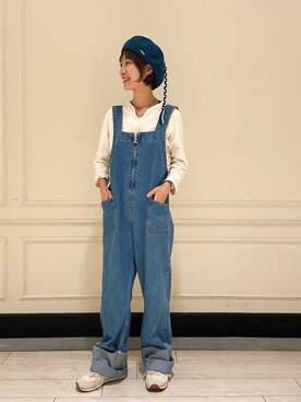 「I am I in fact...（アイアムアイインファクト）のアイテム（サロペット/オーバーオール）」を使った、たけむさん（レディース・158cm）の秋コーディネート