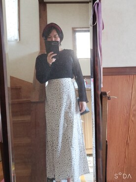 「GRL（グレイル）のダルメシアン柄マーメイドフレアスカート（スカート、ホワイト系）」を使った、nknanaさん（レディース・157cm）の秋コーディネート