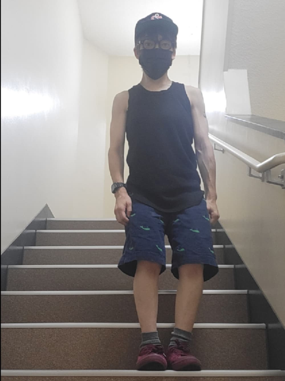 「涼しい、古着MIX、シンプルコーデ、休日スタイル、低身長、STUSSY、ootd、ショートパンツ、Polo Ralph Lauren」｜「STUSSYのアイテム（キャップ、ブラック系）」を使った、19nocchi75 さん（レディース・148cm）の夏コーディネートの1枚目の写真