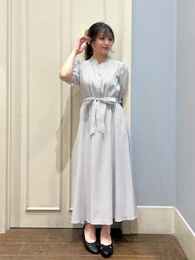 「couture brooch（クチュールブローチ）の【洗える】シアーストライプ ワンピース（ワンピース、ブルー系）」を使った、えぬさん（レディース・150cm）の春コーディネート