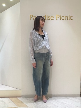 「Paradise Picnic（パラダイスピクニック）のアイテム（ジャケット/アウター）」を使った、しいさん（レディース・162cm）の春コーディネート