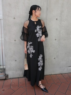 「アイテム（ドレス、ブラック系）」を使った、UNi_staffさん（レディース・155cm）の冬コーディネート