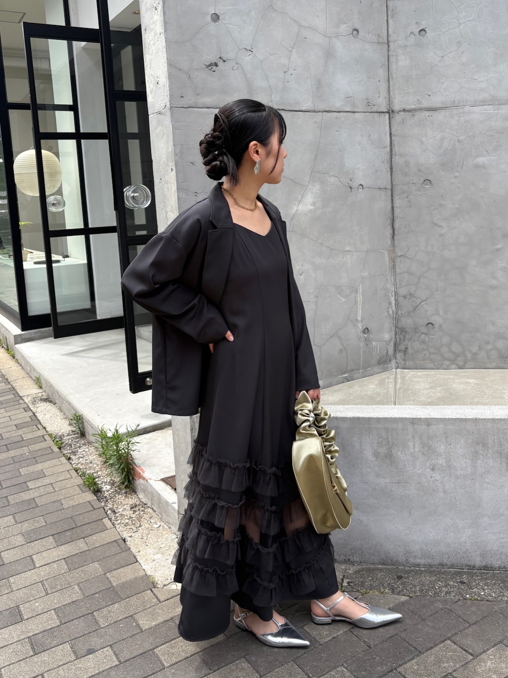 Transparent hem setup dress 黒　S Transparent hem setup dress（ドレス）｜et.UNiVER（エトユニベール