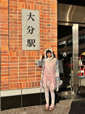 「Candy Stripper（キャンディストリッパー）のアイテム（帽子）」を使った、むにえる山菜さん（レディース・157cm）の冬コーディネート