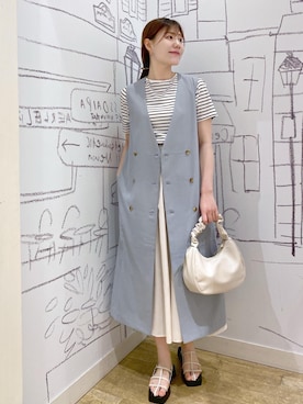 「アイテム（ジャンパースカート）」を使った、annaさん（レディース・167cm）の春コーディネート