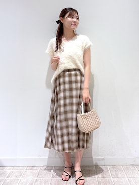 「ROPE' PICNIC（ロペピクニック）のキルティングベロアミニショルダーバッグ（ショルダーバッグ）」を使った、annaさん（レディース・167cm）の夏コーディネート