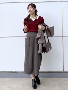 「ROPE' PICNIC（ロペピクニック）のアイテム（スカート）」を使った、annaさん（レディース・167cm）の秋コーディネート