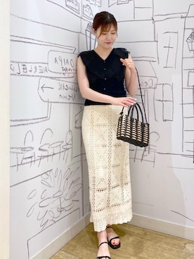 「Casselini（キャセリーニ）のアイテム（かごバッグ）」を使った、annaさん（レディース・167cm）の春コーディネート