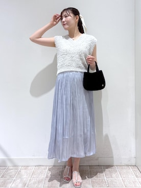 「ROPE' PICNIC（ロペピクニック）のキルティングベロアミニショルダーバッグ（ショルダーバッグ）」を使った、annaさん（レディース・167cm）の夏コーディネート